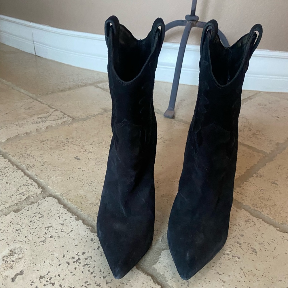 Saint Laurent Black Heeled Boots with Western Influence